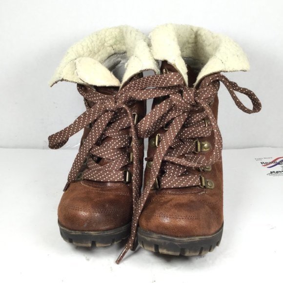 Nine West Jana Jay Ankle Boots Vintage Lace up Brown Size 6 - Picture 3 of 9